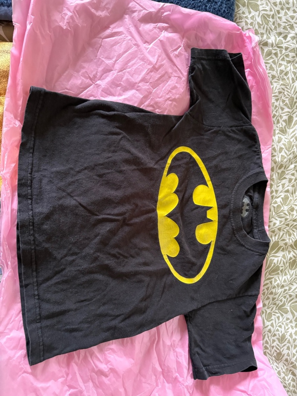 DC Comics Batman Black T-Shirt with Yellow Logo